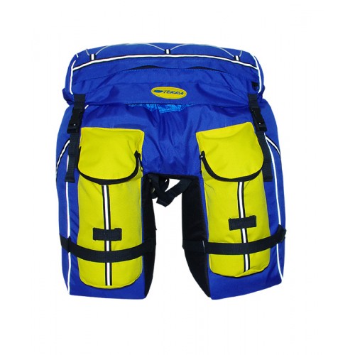 Велорюкзак (штаны) ТЕРРА 50л на багажник синий-василек/желтый