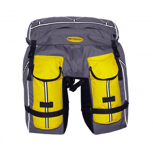 Велорюкзак (штаны) на багажник Пегас 50 л серый/желтый